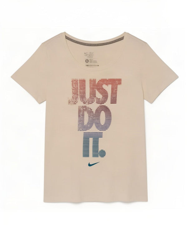 Nike Damen Slim Fit Graphic T-Shirt Top UK 14 Large Weiße Baumwolle