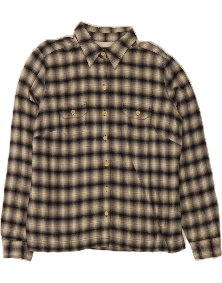 EDDIE BAUER Womens Lumberjack  Flannel Shirt UK 16 Large Beige Check Vintage Eddie Bauer and Second-Hand Eddie Bauer from Messina Hembry 