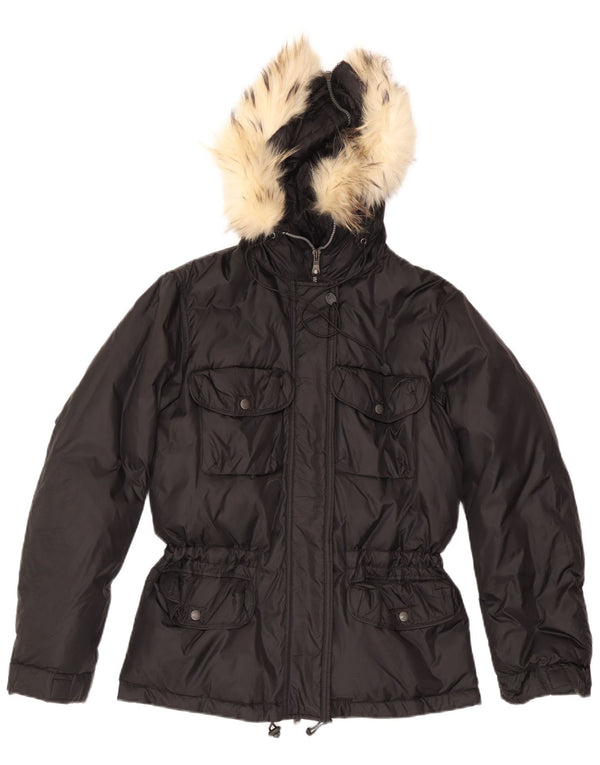 Jet Set Damen-Windbreakerjacke mit Kapuze, UK 16, Größe L, schwarzes Nylon