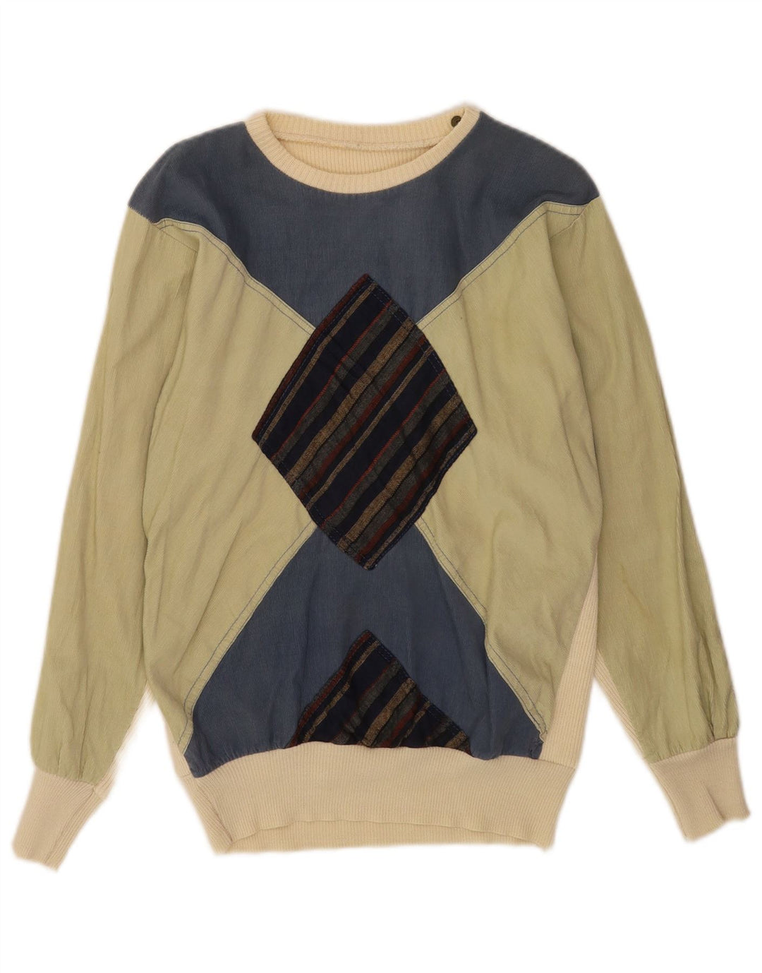 Vintage Herren-Pullover mit U-Boot-Ausschnitt, klein, mehrfarbig, Argyle/Diamant