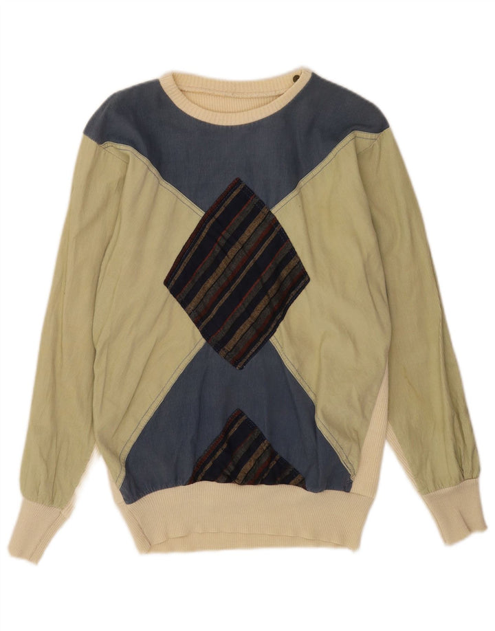 Vintage Herren-Pullover mit U-Boot-Ausschnitt, klein, mehrfarbig, Argyle/Diamant