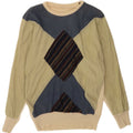 Vintage Herren-Pullover mit U-Boot-Ausschnitt, klein, mehrfarbig, Argyle/Diamant