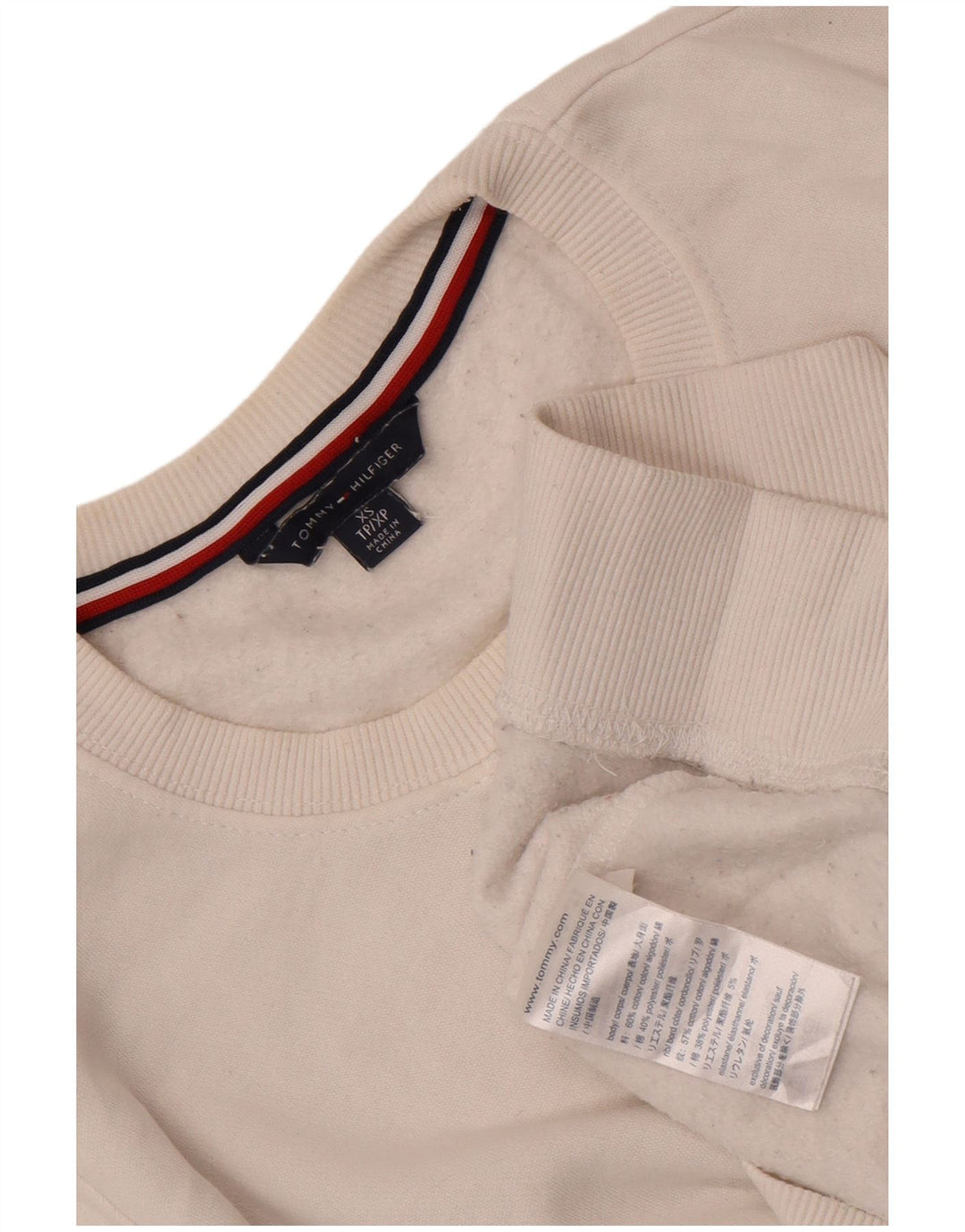 Tommy Hilfiger Herren Sweatshirt Pullover XS Weiße Baumwolle