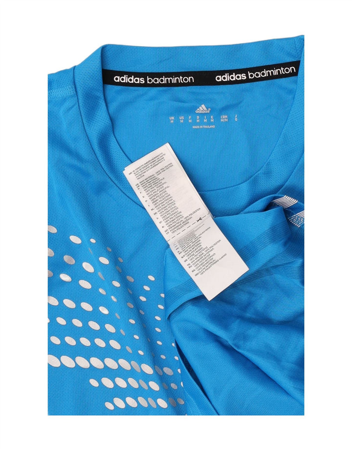 Adidas Herren T-Shirt Top Mittelblau gepunktetes Polyester