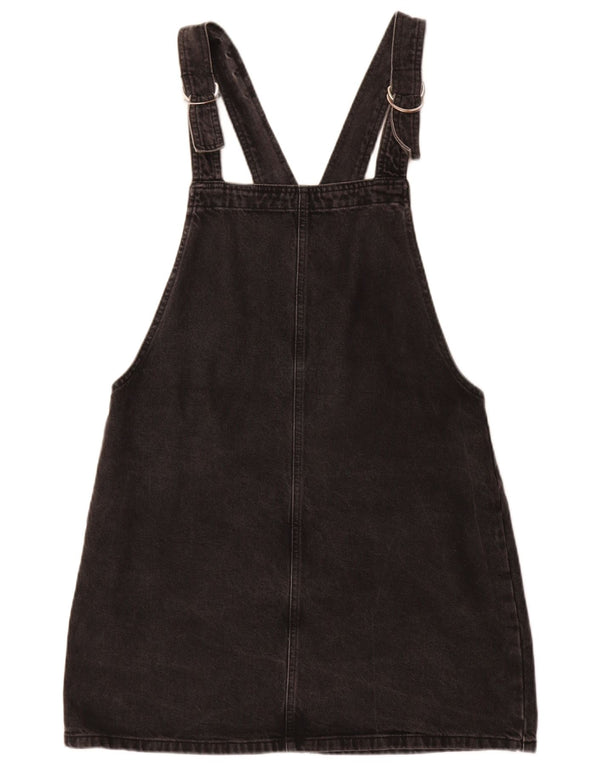 Topshop Damen Latzhose Jeansrock UK 14 Large W34 Schwarze Baumwolle