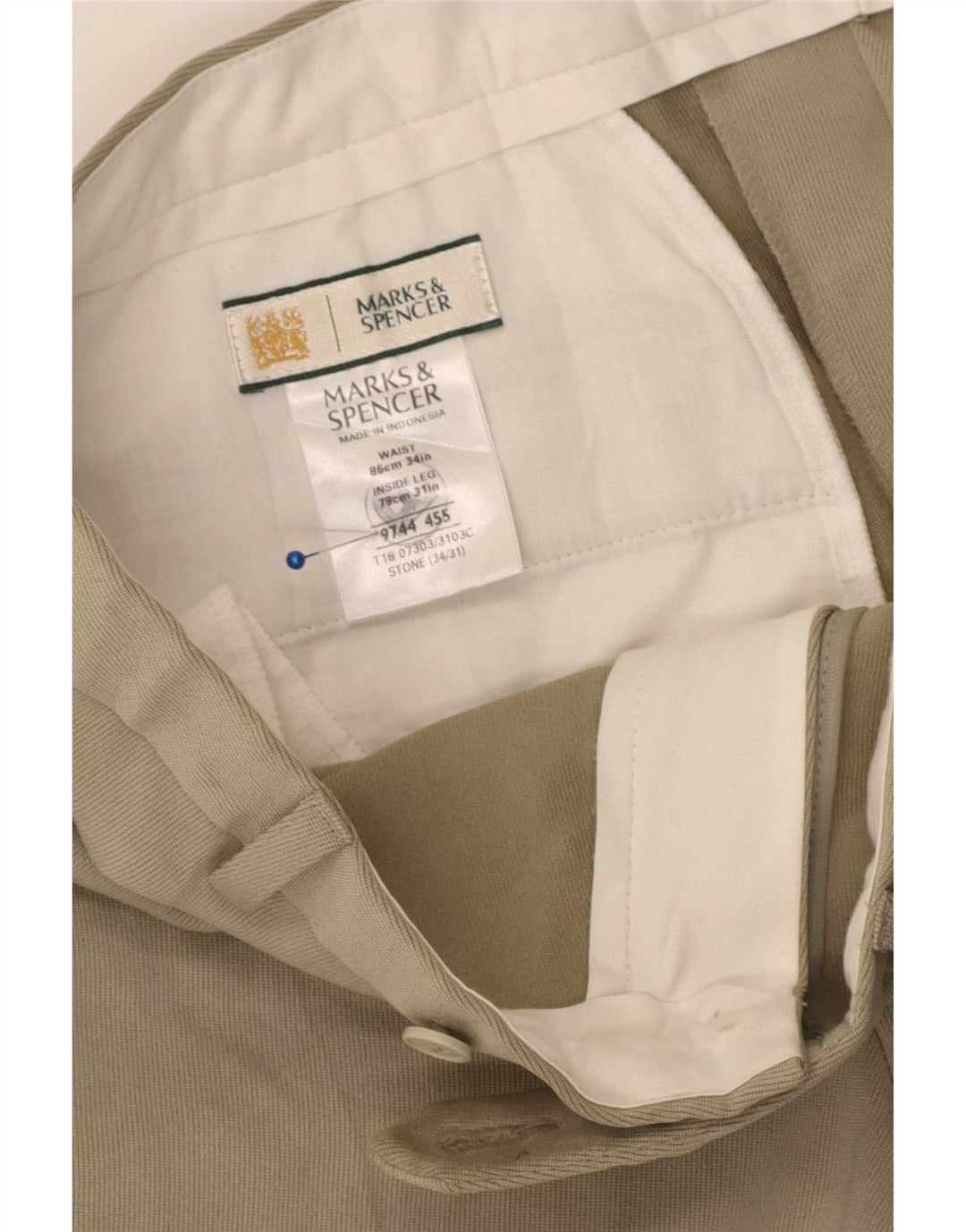 Gerade Herren-Anzughose von Marks & Spencer, W34, L31, Beige, Polyester