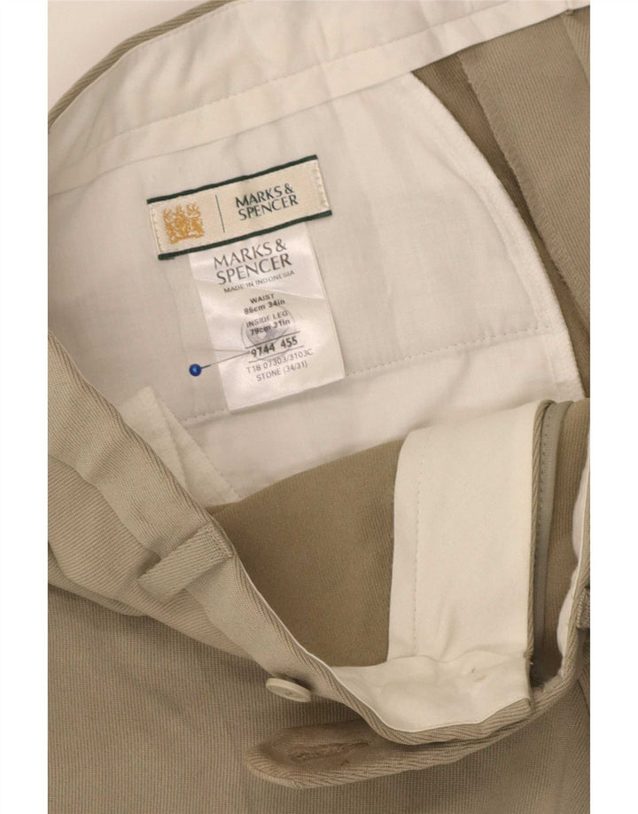 Gerade Herren-Anzughose von Marks & Spencer, W34, L31, Beige, Polyester