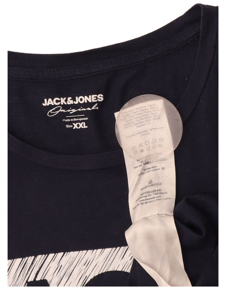 JACK & JONES Herren Grafik T-Shirt Top 2XL Marineblau Baumwolle
