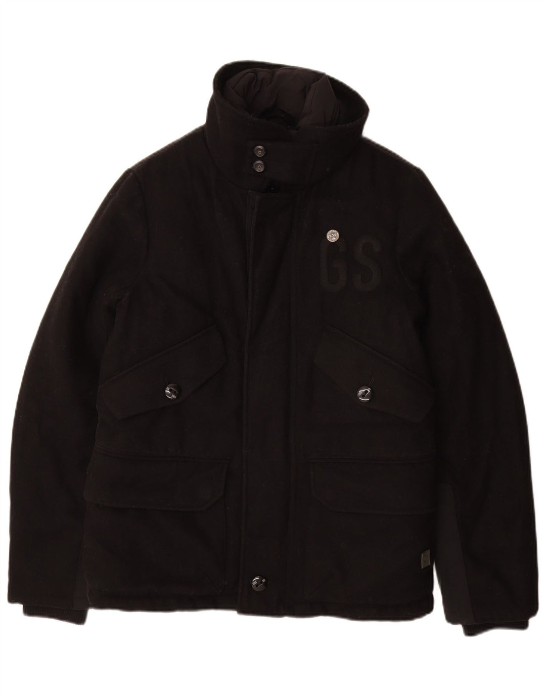 G-Star Herren Graphic Wattierte Jacke UK 36 Small Schwarze Wolle