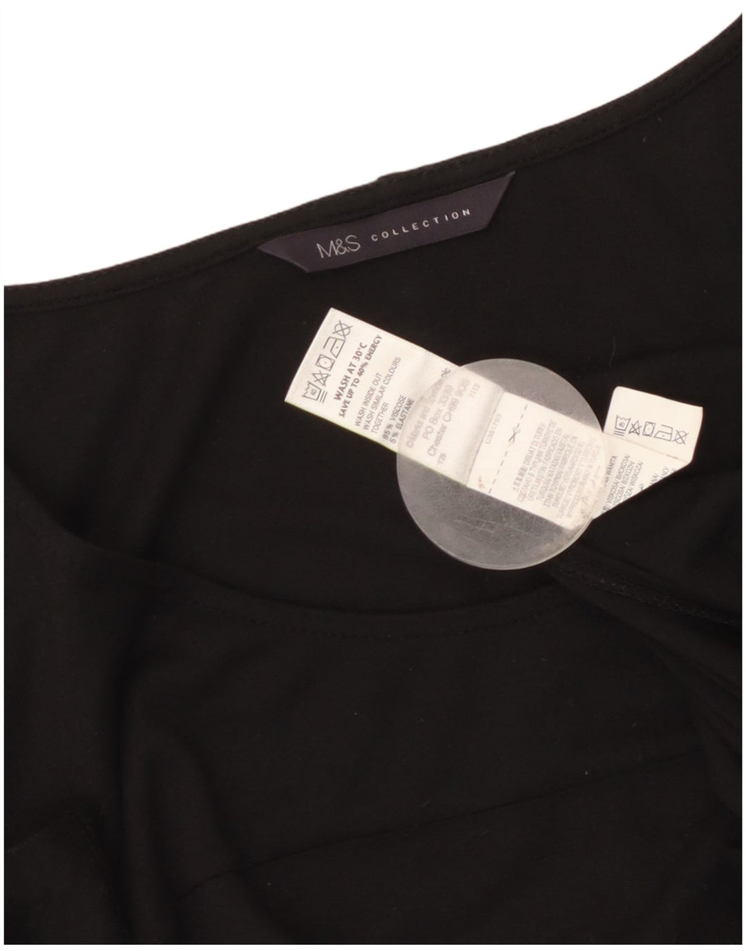 Marks & Spencer Damen-Kleid in A-Linie mit 3/4-Ärmeln, Größe S, Schwarz, Viskose