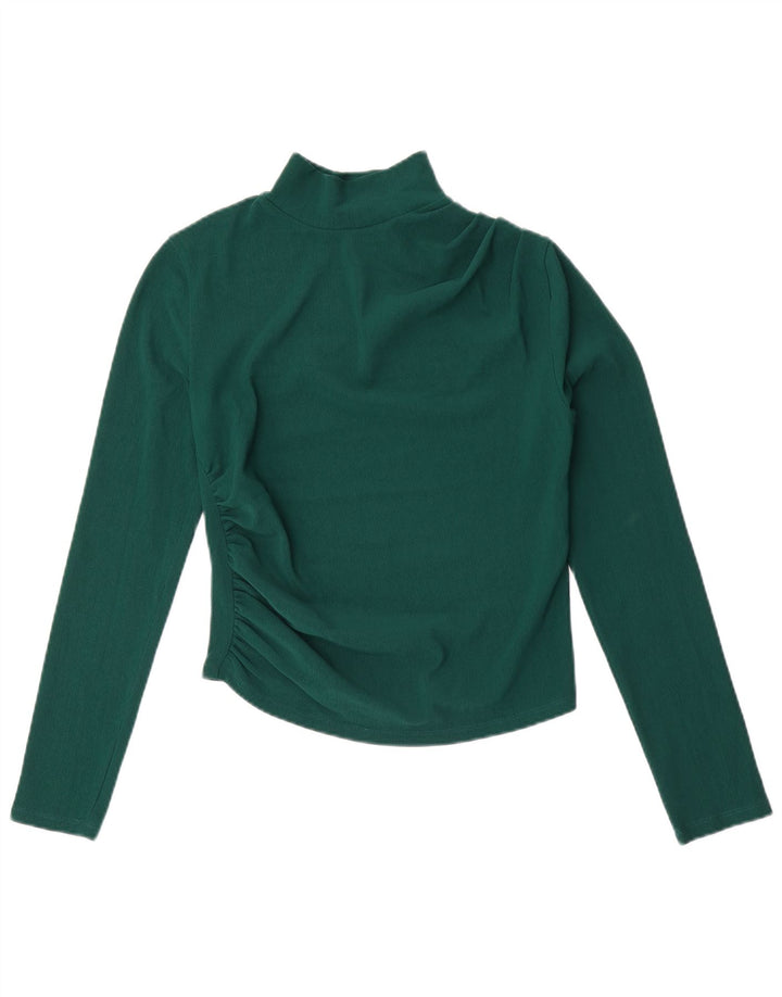 Zara Damen Crop Top Langarm UK 12 Mittelgrün