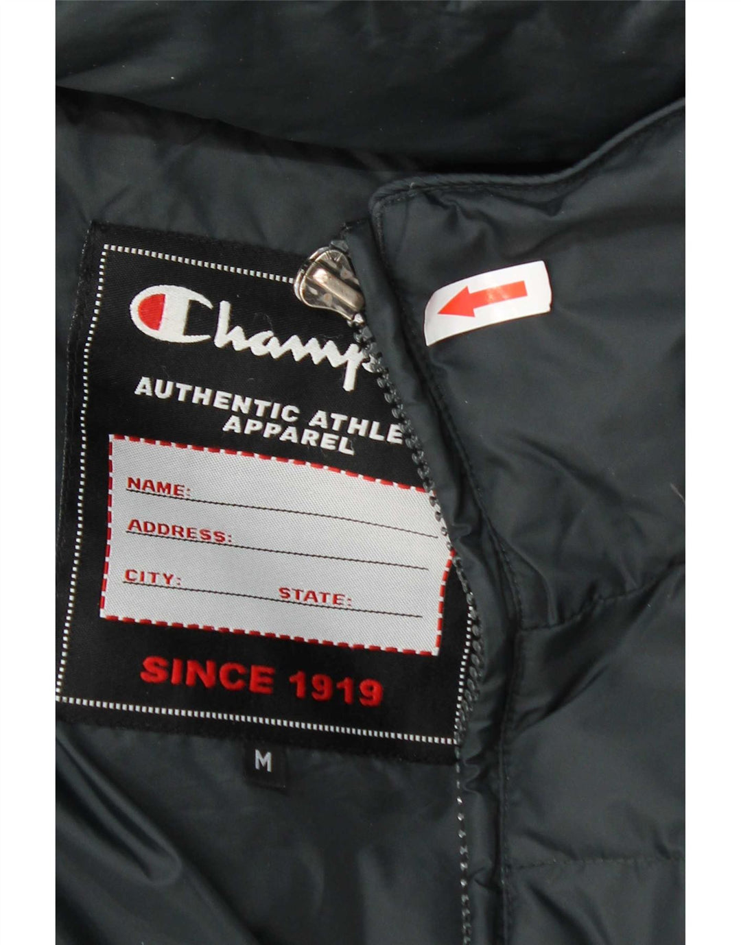 Champion wattierte Herrenjacke mit Kapuze, UK 38, mittelgraues Polyamid