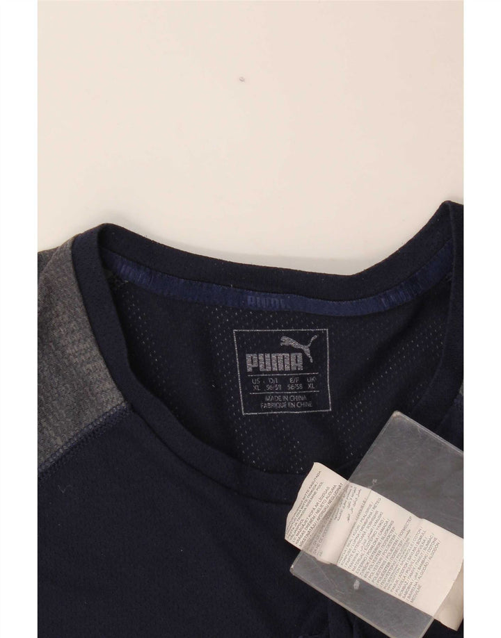 Puma Herren T-Shirt Top XL Marineblau Colourblock Polyester