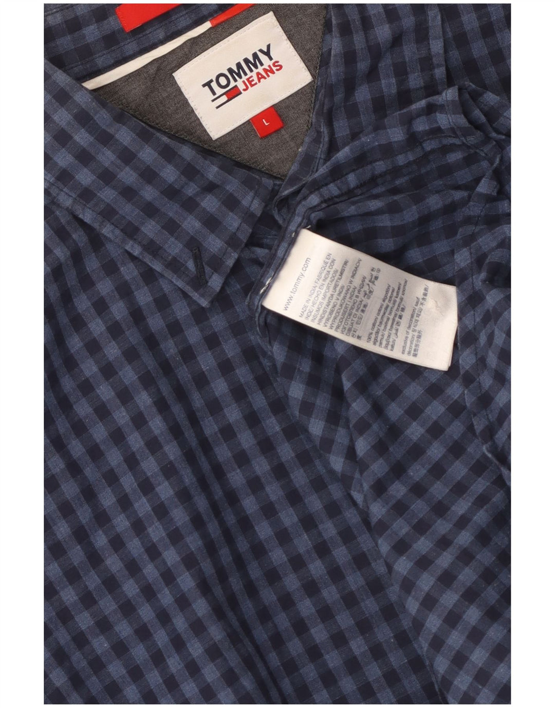 Tommy Hilfiger Herren-Hemd mit normaler Passform, große marineblaue Gingham-Baumwolle