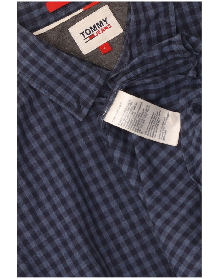 Tommy Hilfiger Herren-Hemd mit normaler Passform, große marineblaue Gingham-Baumwolle