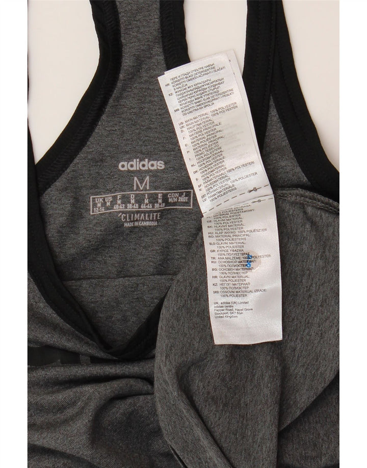 ADIDAS Damen Climalite Graphic Vest Top UK 12/14 Mittelgraues Polyester