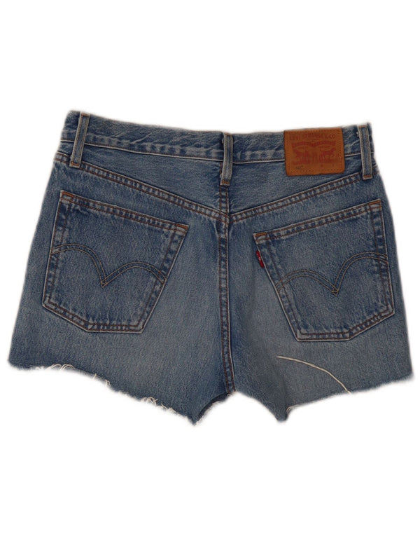 LEVI'S Damen 501 Distressed Denim Shorts W26 Small Blaue Baumwolle