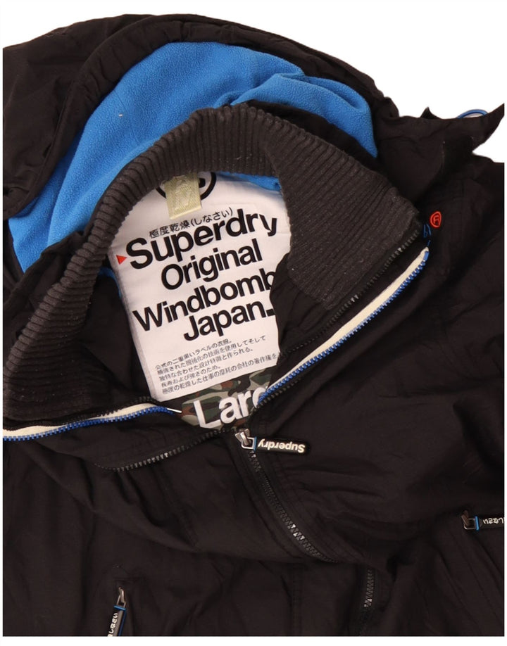 Superdry Herren Windbomber Kapuzen-Windbreakerjacke UK 40 Large Schwarz