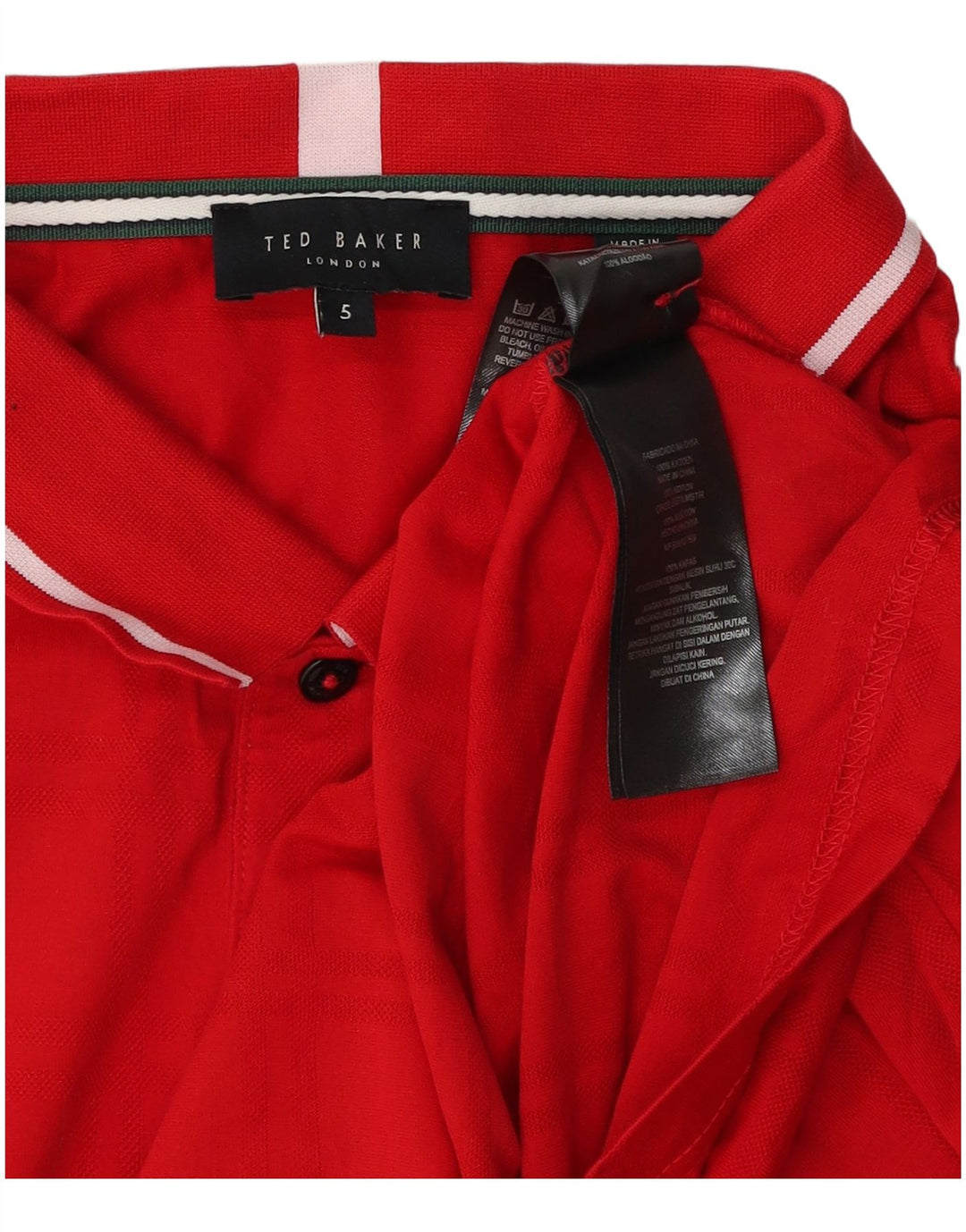 Ted Baker Herren-Poloshirt, Größe 5, XL, rote Baumwolle