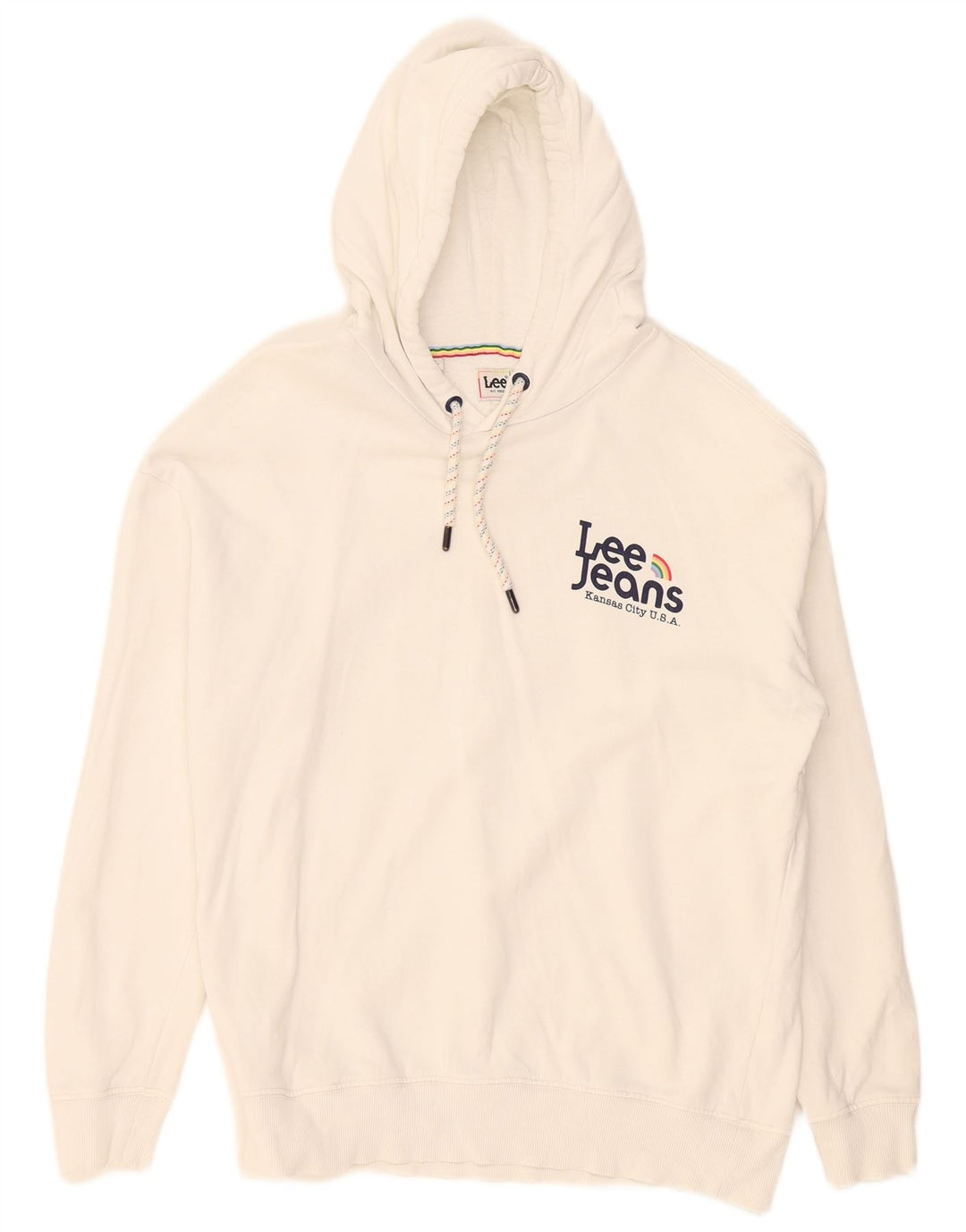 Lee Herren-Pullover mit grafischem Kapuzenpullover, Größe S, Weiß