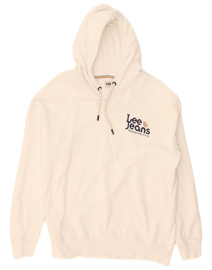 Lee Herren-Pullover mit grafischem Kapuzenpullover, Größe S, Weiß