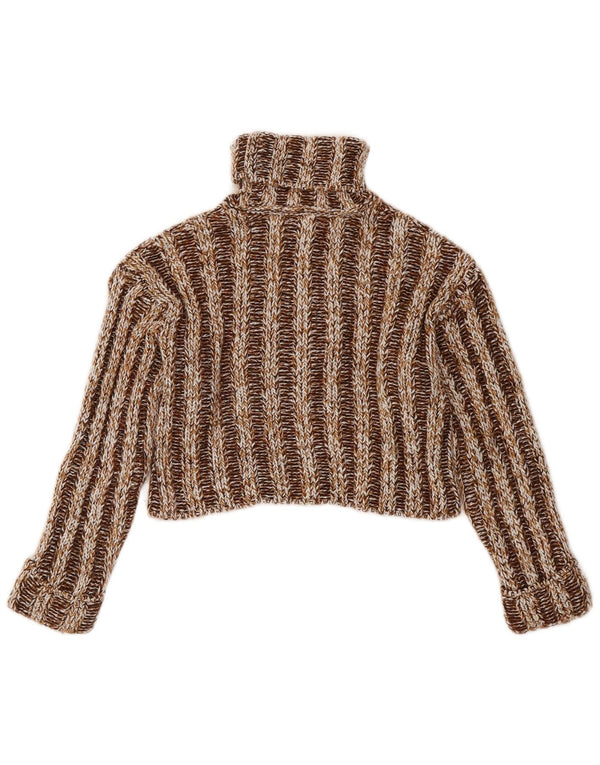 Zara Crop Rollkragenpullover für Mädchen, 8–9 Jahre, braun gestreift, Acryl