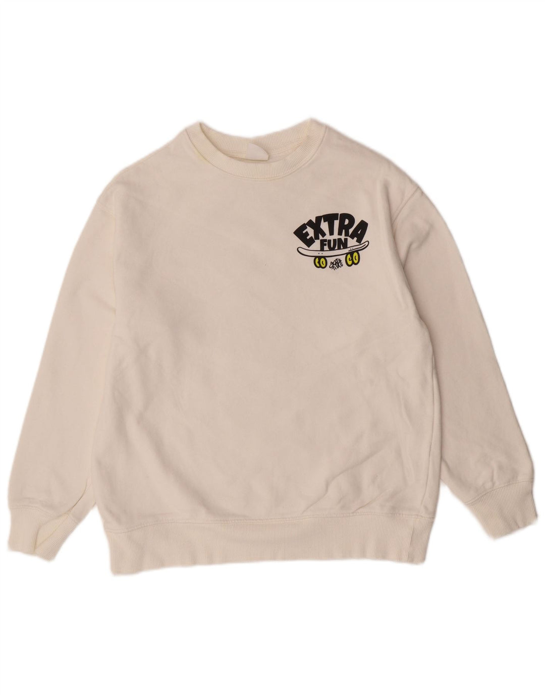 ZARA Boys Graphic Sweatshirt Jumper 13-14 Years White Cotton