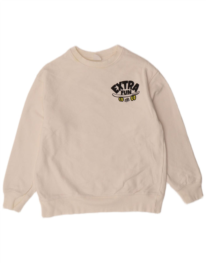 ZARA Boys Graphic Sweatshirt Jumper 13-14 Years White Cotton