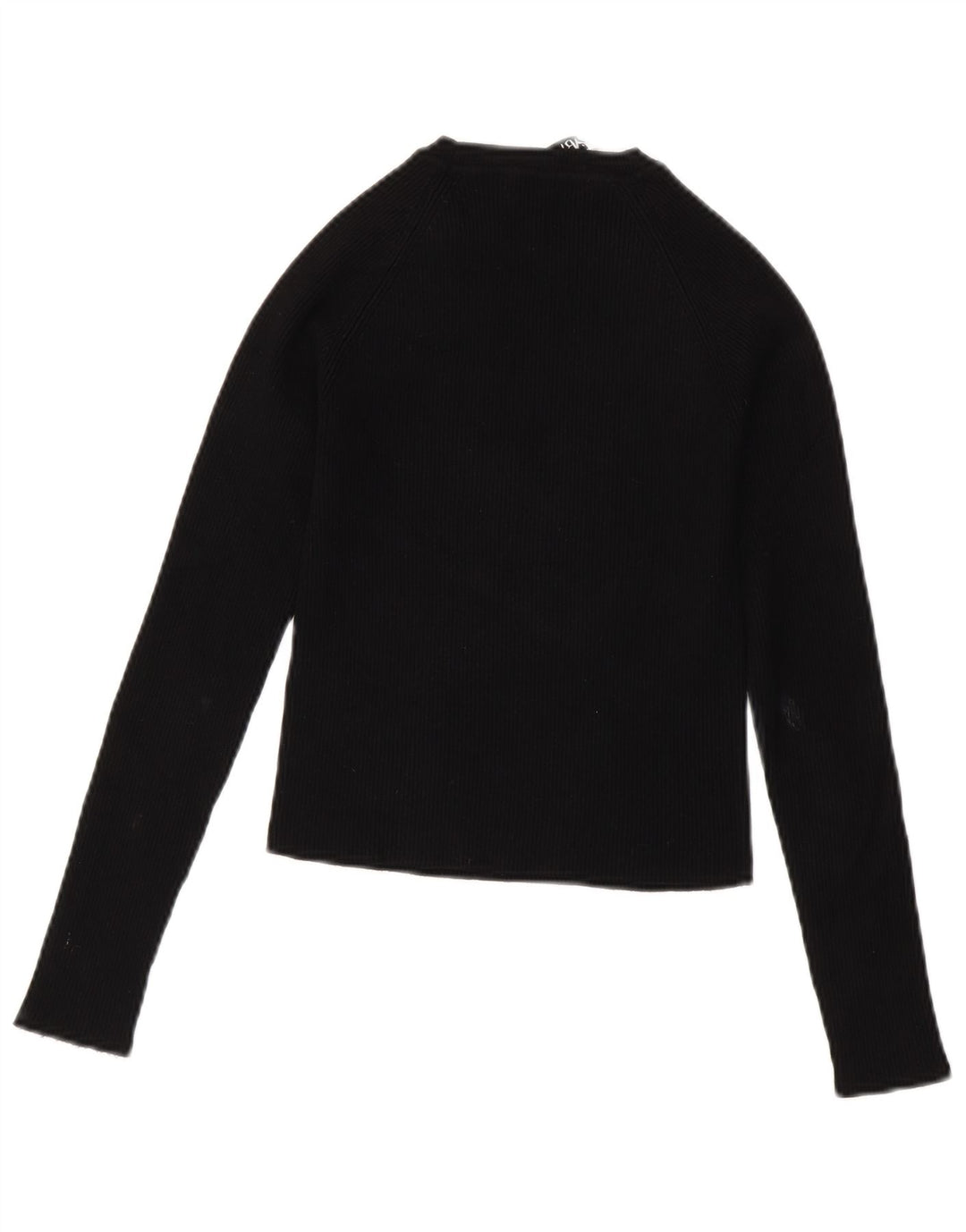 ZARA Damen Pullover mit bauchfreiem U-Boot-Ausschnitt, Gr. 8, Größe S, schwarze Viskose