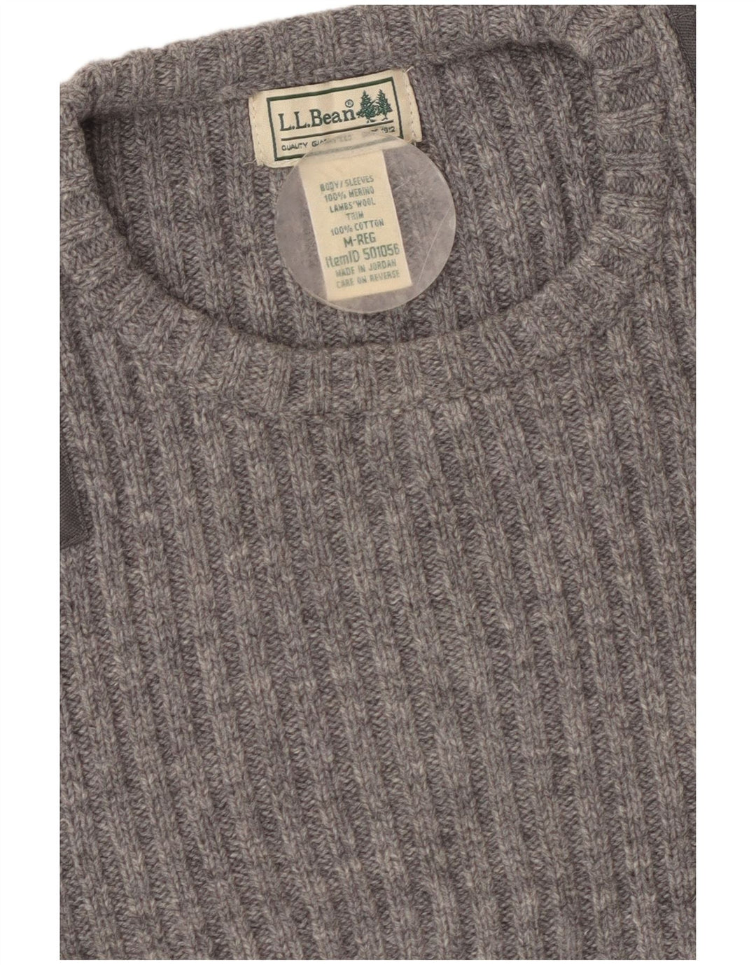 L.L.BEAN Damen-Pullover mit Rundhalsausschnitt, UK 12, mittelgraue Baumwolle