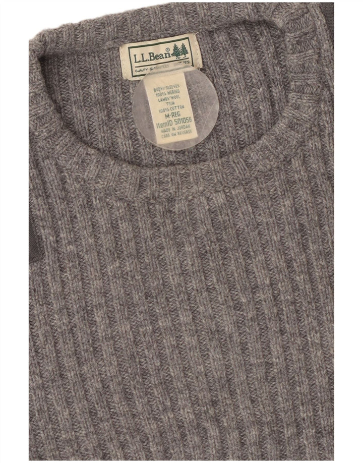 L.L.BEAN Damen-Pullover mit Rundhalsausschnitt, UK 12, mittelgraue Baumwolle