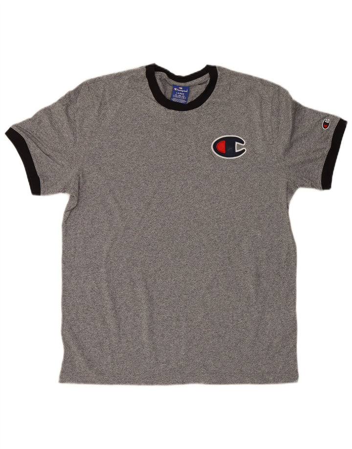 Champion Herren-T-Shirt mit Grafik, groß, grau gesprenkelte Baumwolle