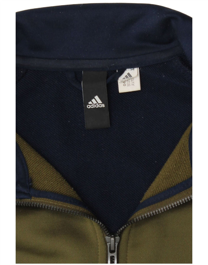 Adidas Herren-Trainingsanzug mit grafischem Oberteil, groß, Khaki, Farbblock