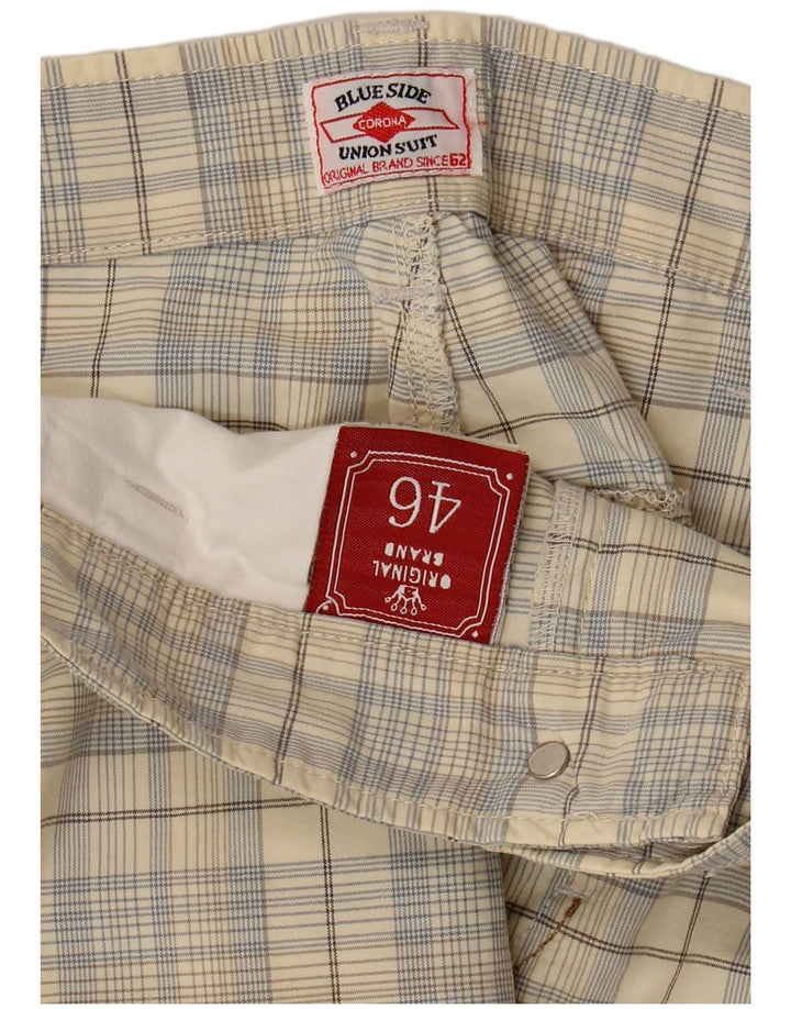 Blue Side Herren-Chinoshorts IT 46 Small W32 Beige karierte Baumwolle