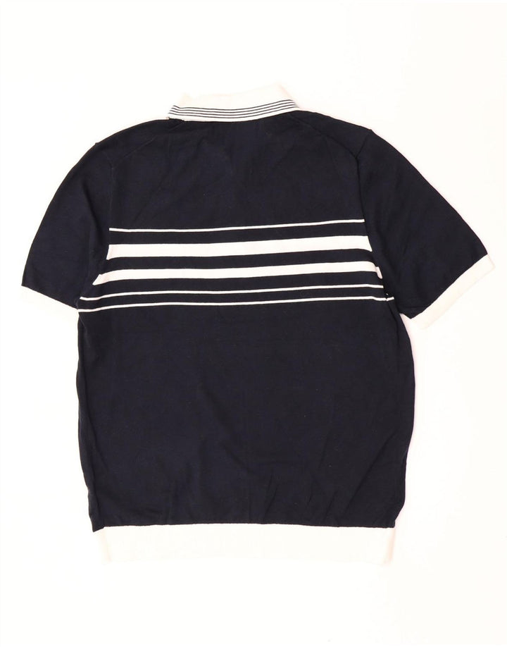 Marks & Spencer Herren-Poloshirt, groß, marineblau, gestreift, Baumwolle