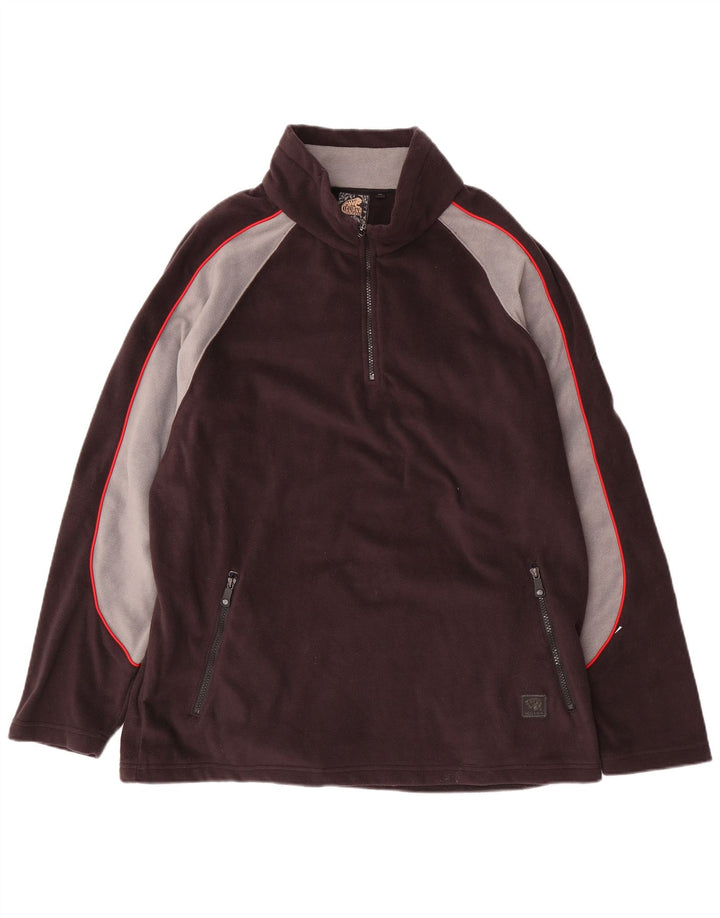 IGUANA Herren-Fleecepullover mit Reißverschluss am Hals, XL, schwarzes Farbblock-Polyester