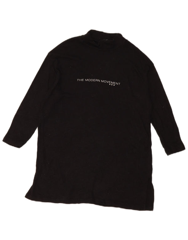 Zara Damen Graphic Top 3/4 Ärmel UK 14 Mittelschwarze Viskose