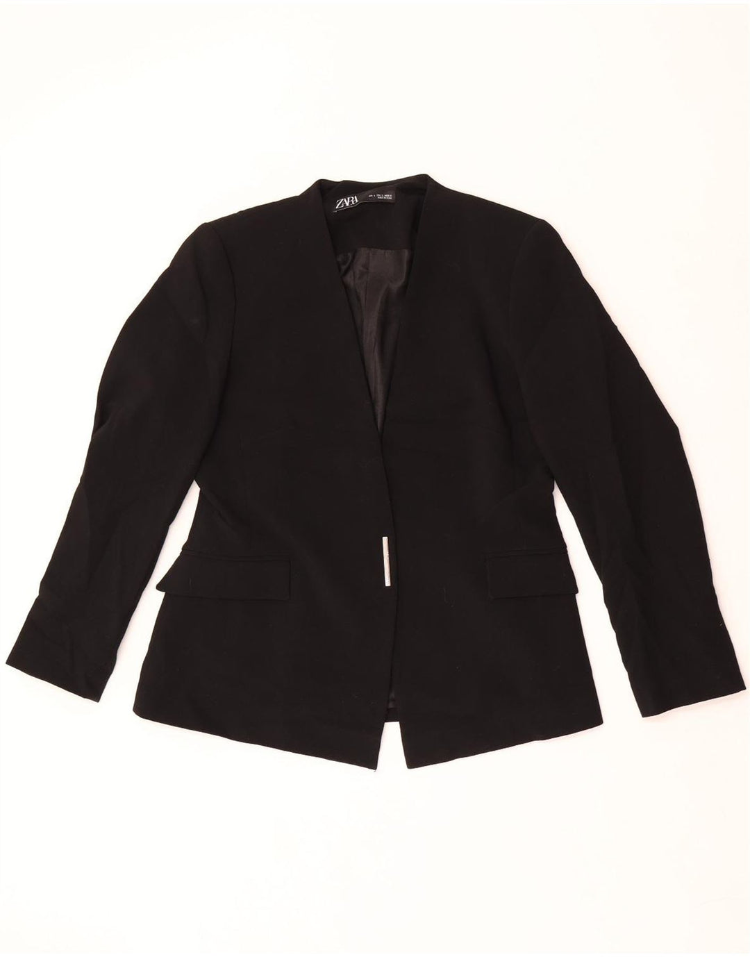 Zara Damen Blazer Jacke UK 16 Large Schwarz Polyester
