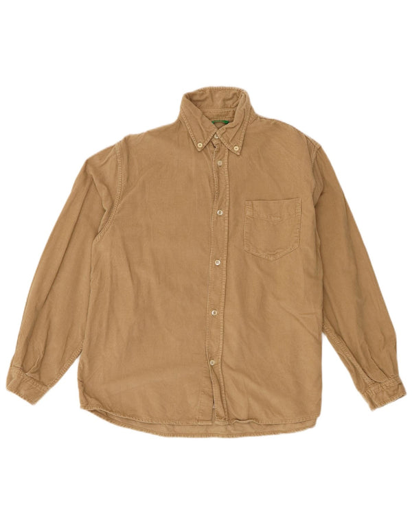 Benetton Cordhemd für Jungen, 9–10 Jahre, groß, beige Baumwolle