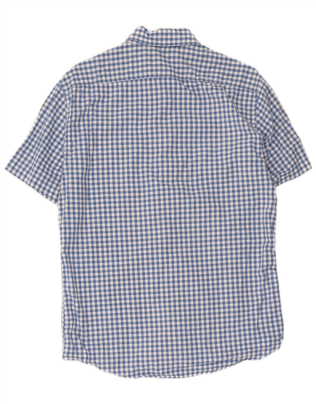 Esprit Herren Kurzarm-Hemd mit normaler Passform, mittelblaue Gingham-Baumwolle