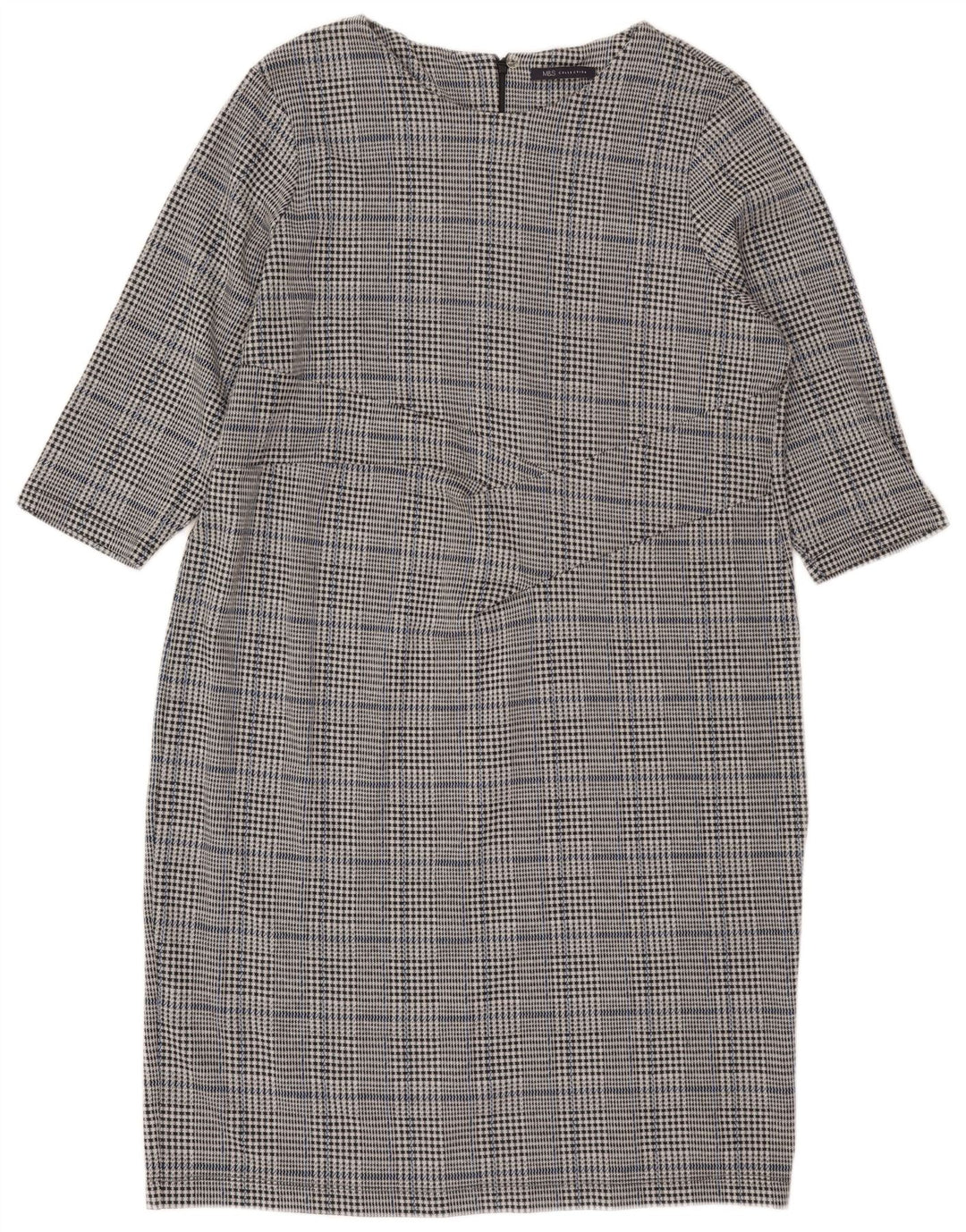 Marks & Spencer Damen Etuikleid mit 3/4-Ärmeln, UK 22 3XL, grau kariert