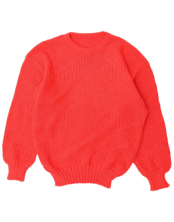 Vintage Damen Pullover mit U-Boot-Ausschnitt, UK 14, großes rotes Acryl