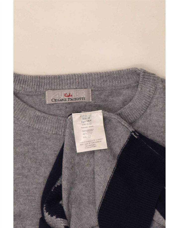 Cesare Paciotti 4US Jungen-Pullover mit Rundhalsausschnitt, 15–16 Jahre, Grau