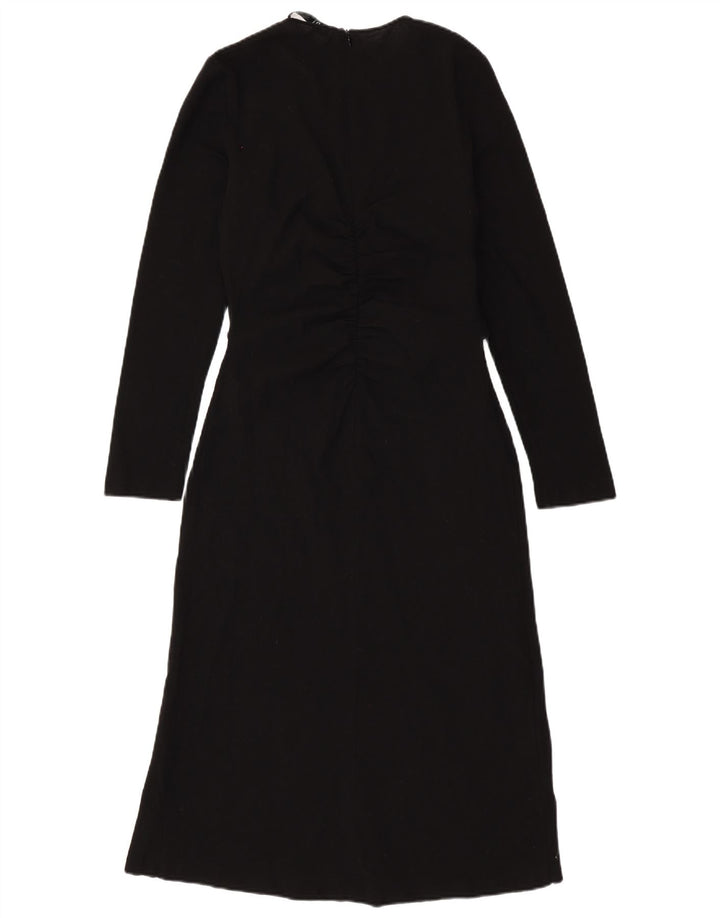 ZARA Damen Langarm-Maxikleid UK 12 Mittelschwarze Wolle