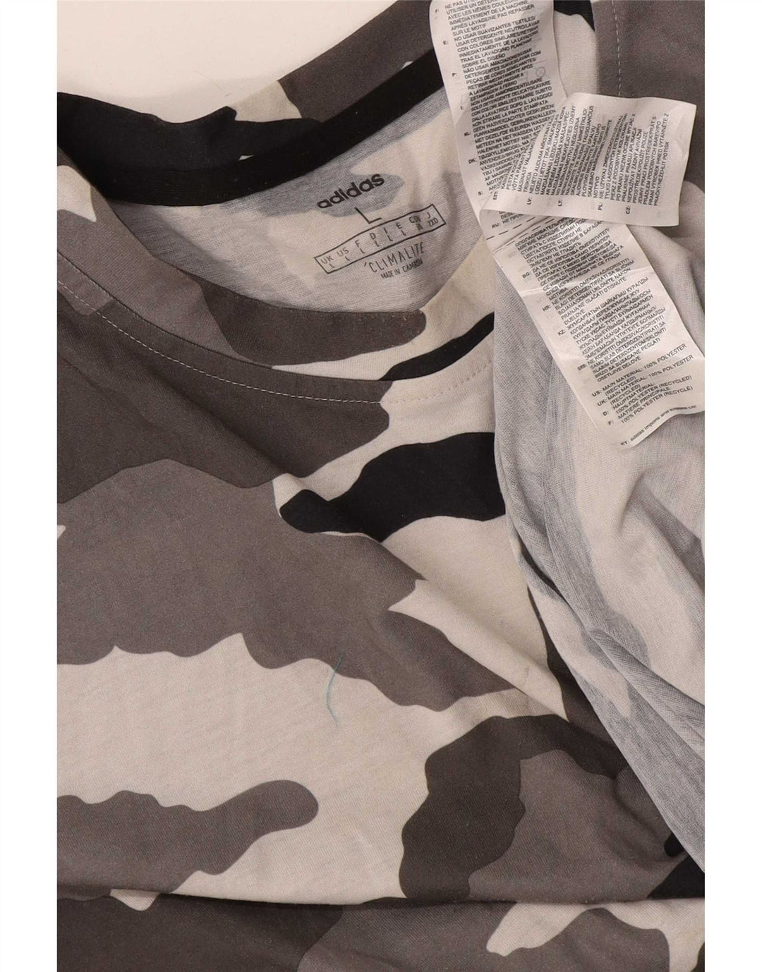 Adidas Herren Climalite T-Shirt Top Large Grau Camouflage Polyester