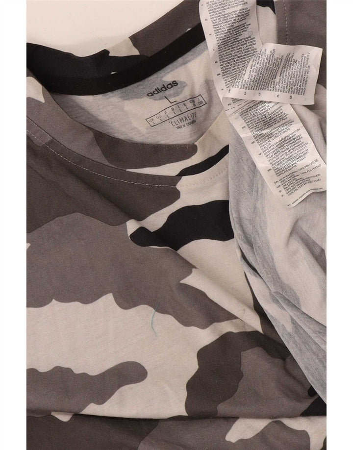 Adidas Herren Climalite T-Shirt Top Large Grau Camouflage Polyester