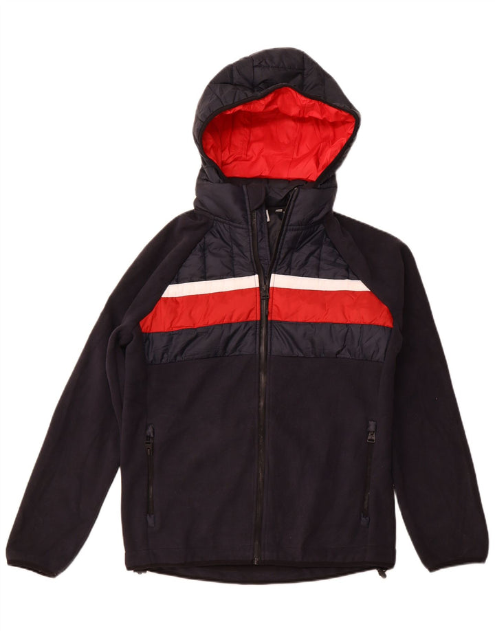 SUPERDRY Herren-Bomberjacke mit Kapuze, UK 38, mittleres Marineblau, Farbblock