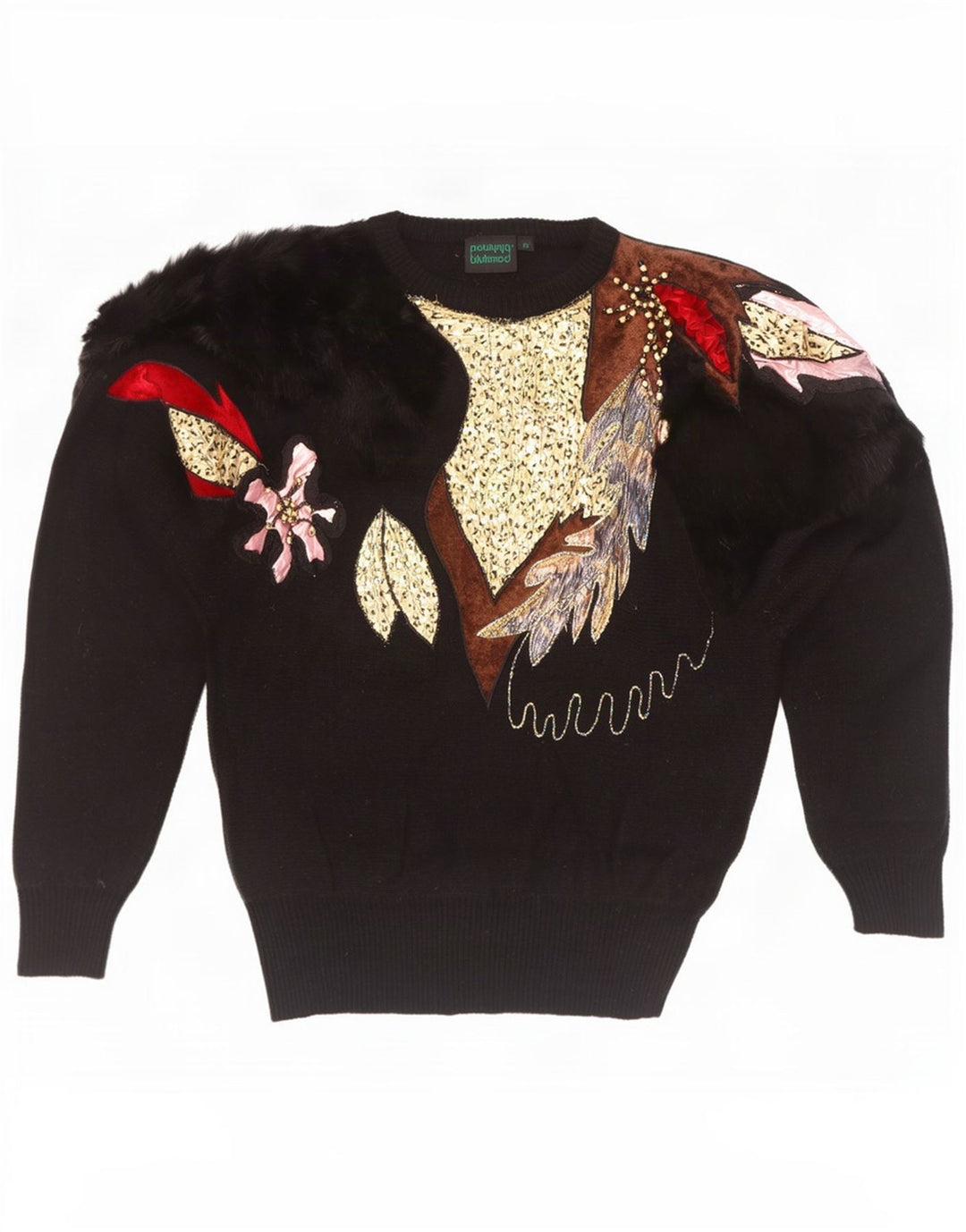 Bluhmod Damen-Pullover mit Rundhalsausschnitt, Neuheit-Passform, EU 40, Mittelschwarz