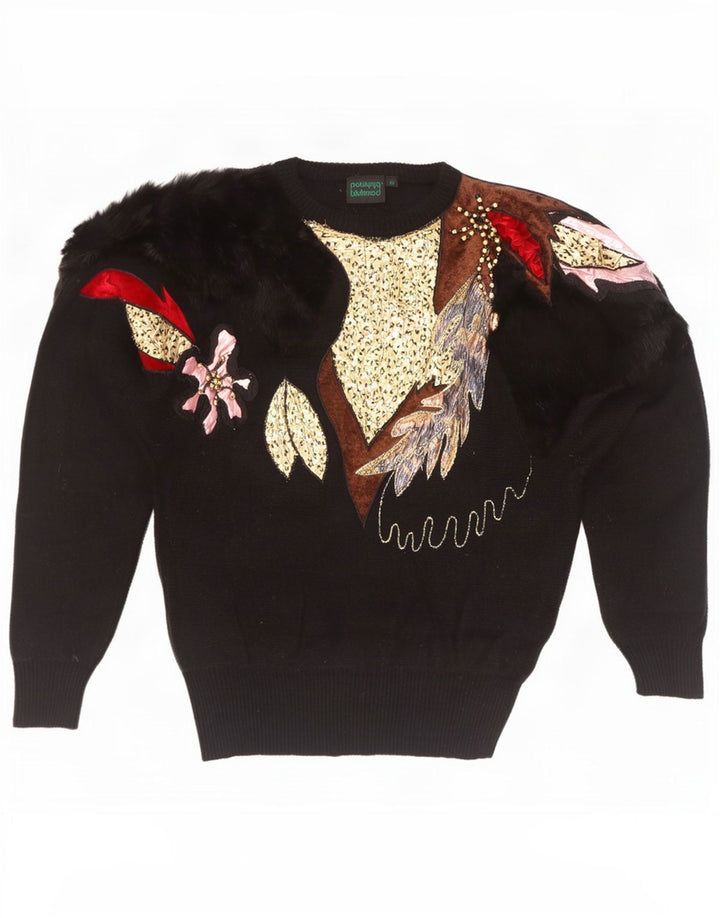 Bluhmod Damen-Pullover mit Rundhalsausschnitt, Neuheit-Passform, EU 40, Mittelschwarz