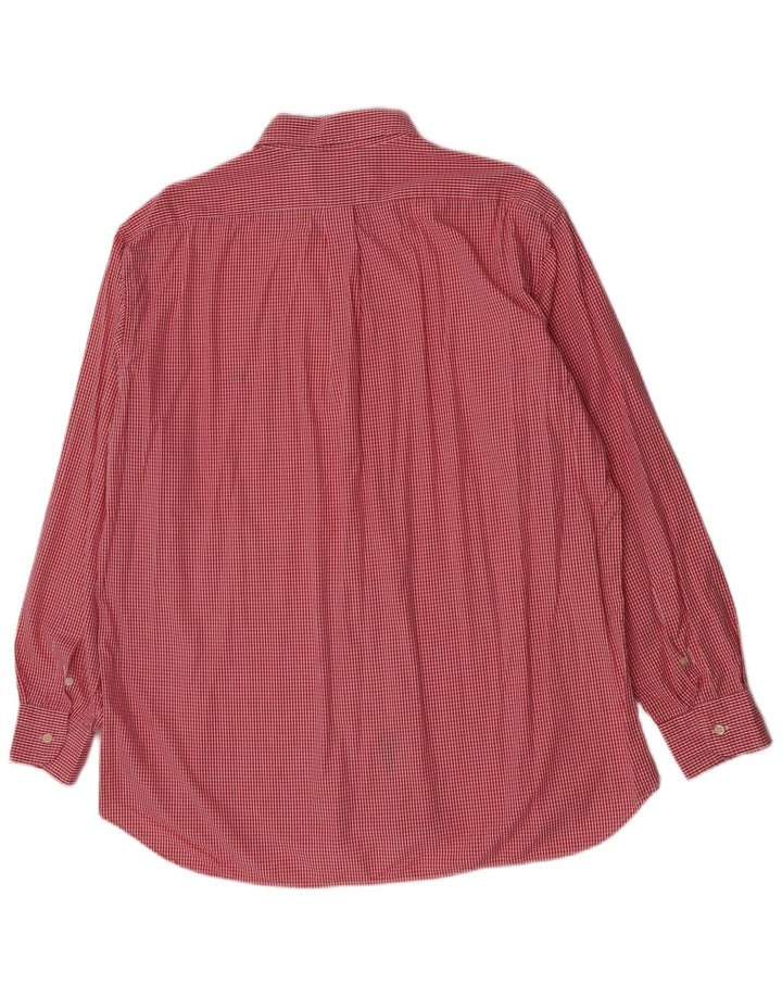 Brooksfield Herrenhemd Größe 43 XL, rote Gingham-Baumwolle